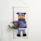 Hanging Canvas Storage Organizer with Cartoon Crocodile Design and Three Pockets 25.5x11.8 in