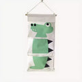 Alilang Hanging Canvas Storage Organizer with Cartoon Crocodile Design and Three Pockets 25.5x11.8 in