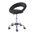 Crescent Rolling Salon Stool with Adjustable Height, Breathable Open Back, Foam Cushion Seat, and 5 Caster Wheels
