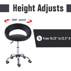 Rolling Salon Stool with Adjustable Height, Breathable Open Back, Foam Cushion Seat, and 5 Caster Wheels