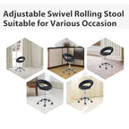 Rolling Salon Stool with Adjustable Height, Breathable Open Back, Foam Cushion Seat, and 5 Caster Wheels