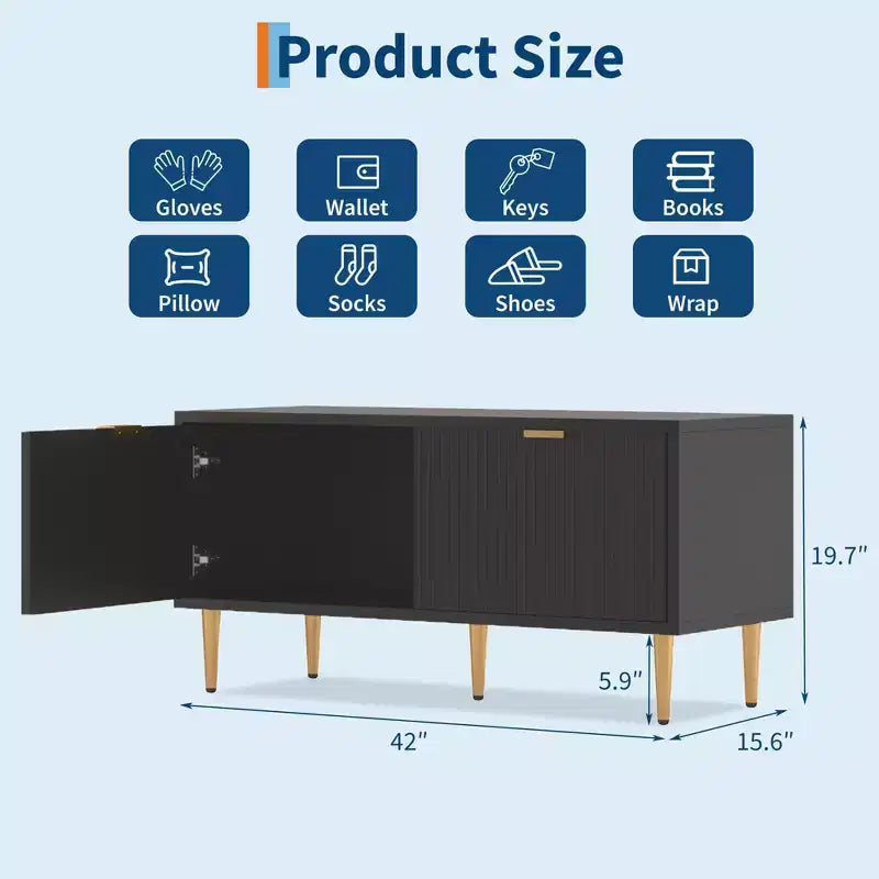 Shoe Storage Bench, 42 Wooden Storage Chest, Loads 300 lb, Easy Assembly, Storage Ottoman Bench for Entryway Bedroom Living Room