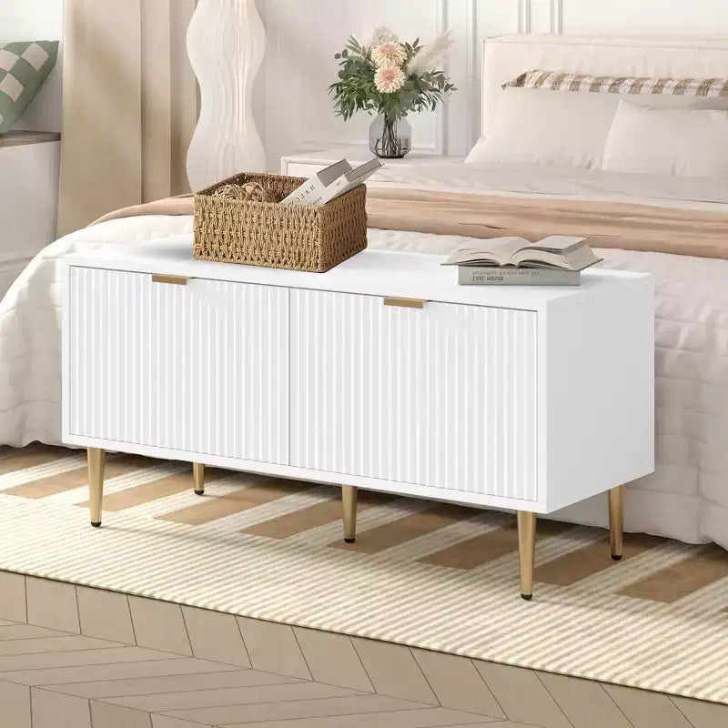 Shoe Storage Bench, 42 Wooden Storage Chest, Loads 300 lb, Easy Assembly, Storage Ottoman Bench for Entryway Bedroom Living Room