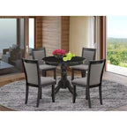 5-Piece Natural Oak Finish Solid Wood Top Dining Table with 4 Chairs
