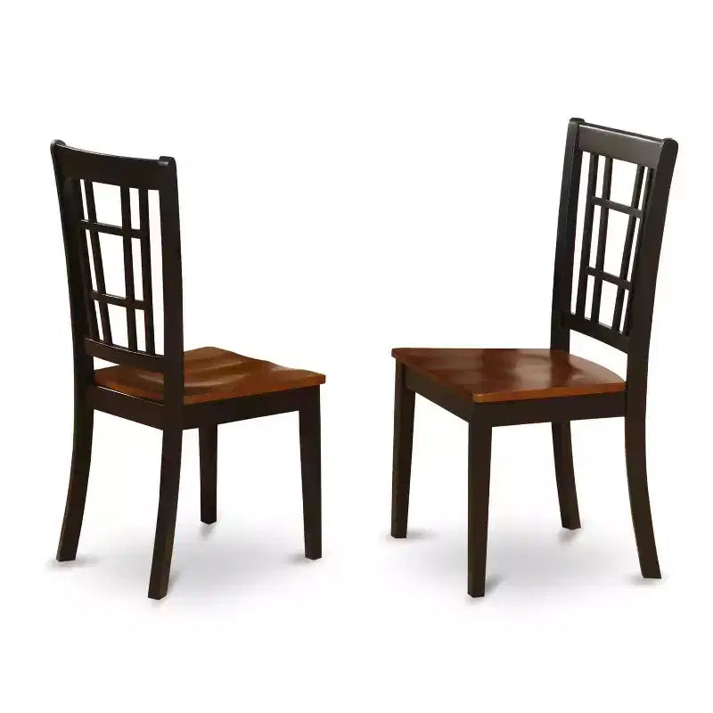 3-Piece Black and Cherry Finish Round Solid Wood Top Dining Table Set