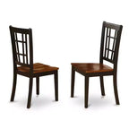 3-Piece Black and Cherry Finish Round Solid Wood Top Dining Table Set
