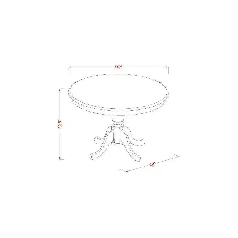 3-Piece Mahogany Finish Solid Wood Top-Round Upholstered Dining Room Set-Seats 4