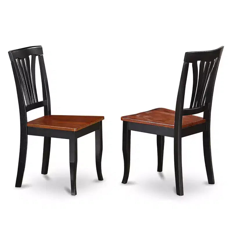 7-Piece Square Black and Cherry Finish Solid Wood Top Dining Table with 6 Chairs