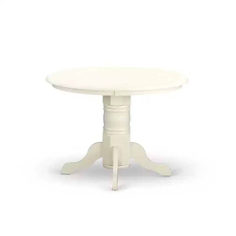 3-Piece Linen white Solid Wood Top - Round Dining Room Set - Seats 4