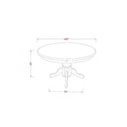 3-Piece Linen white Solid Wood Top - Round Dining Room Set - Seats 4