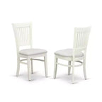 3-Pc Linen White Finish Rectangular Solid Wood Top With Dropleaf Dining Table Set