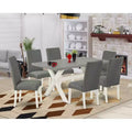 7-Piece Rectangle Natural Oak Finish Solid Wood Top Dining Table with 6 Chairs