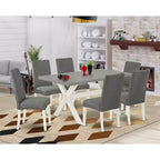 7-Piece Rectangle Natural Oak Finish Solid Wood Top Dining Table with 6 Chairs