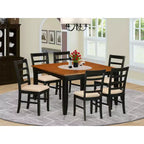 7-Piece Square Black & Cherry Finish Solid Wood Top Dining Table with 6 Chairs