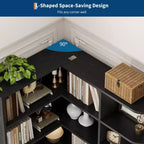 74 Tall Corner Bookshelf, 6-Tier L-Shaped Bookcase with Drawer & Storage Cabinets, Modern Open Display Shelf for Living Room, Office & Home