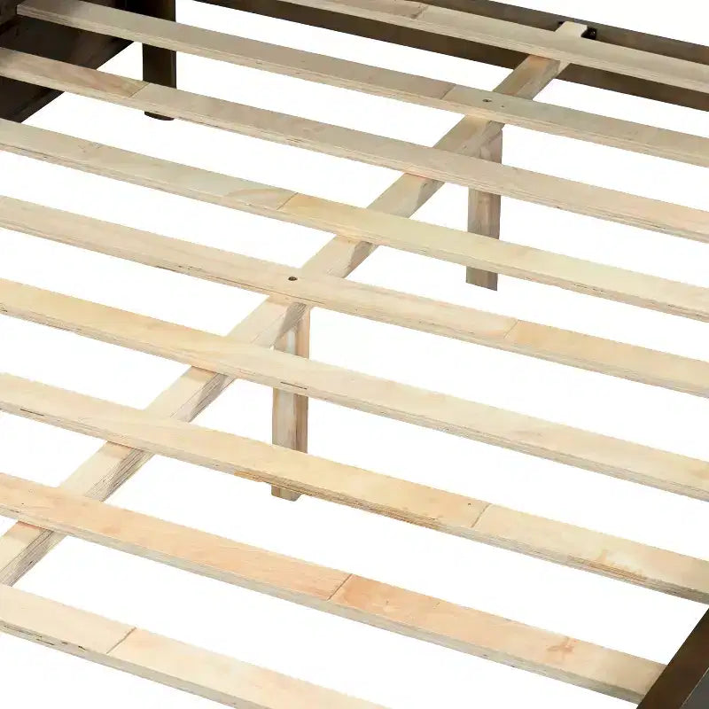 Queen/King Size Platform Bed Frame with Vertical Slat Headboard Modern Rustic Bed, No Box Spring Needed