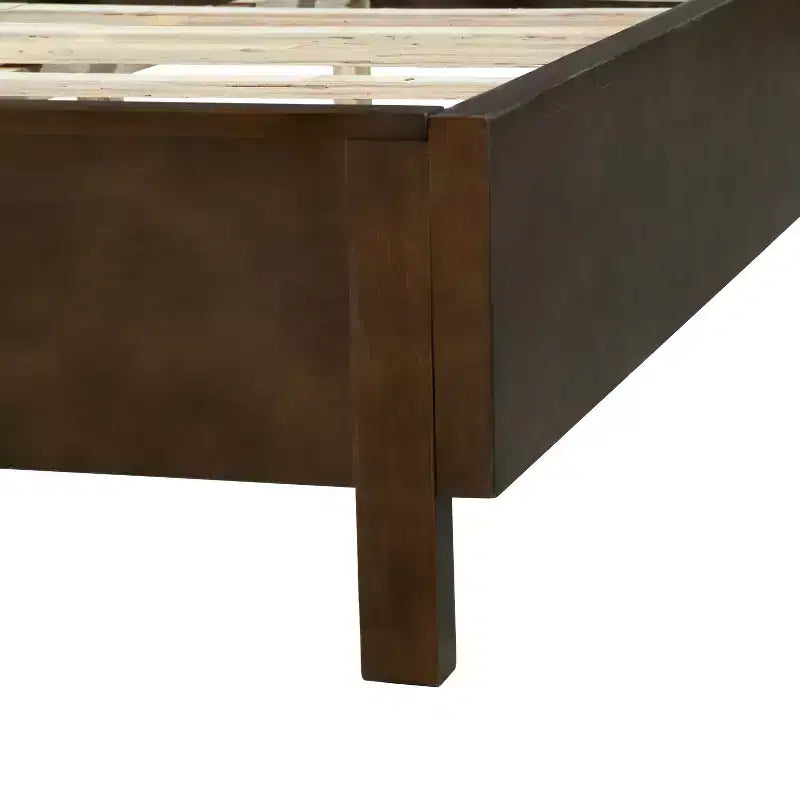 Queen/King Size Platform Bed Frame with Vertical Slat Headboard Modern Rustic Bed, No Box Spring Needed