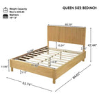 Queen/King Size Platform Bed Frame with Vertical Slat Headboard Modern Rustic Bed, No Box Spring Needed