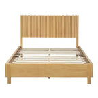 Queen/King Size Platform Bed Frame with Vertical Slat Headboard Modern Rustic Bed, No Box Spring Needed