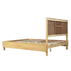 Queen/King Size Platform Bed Frame with Vertical Slat Headboard Modern Rustic Bed, No Box Spring Needed