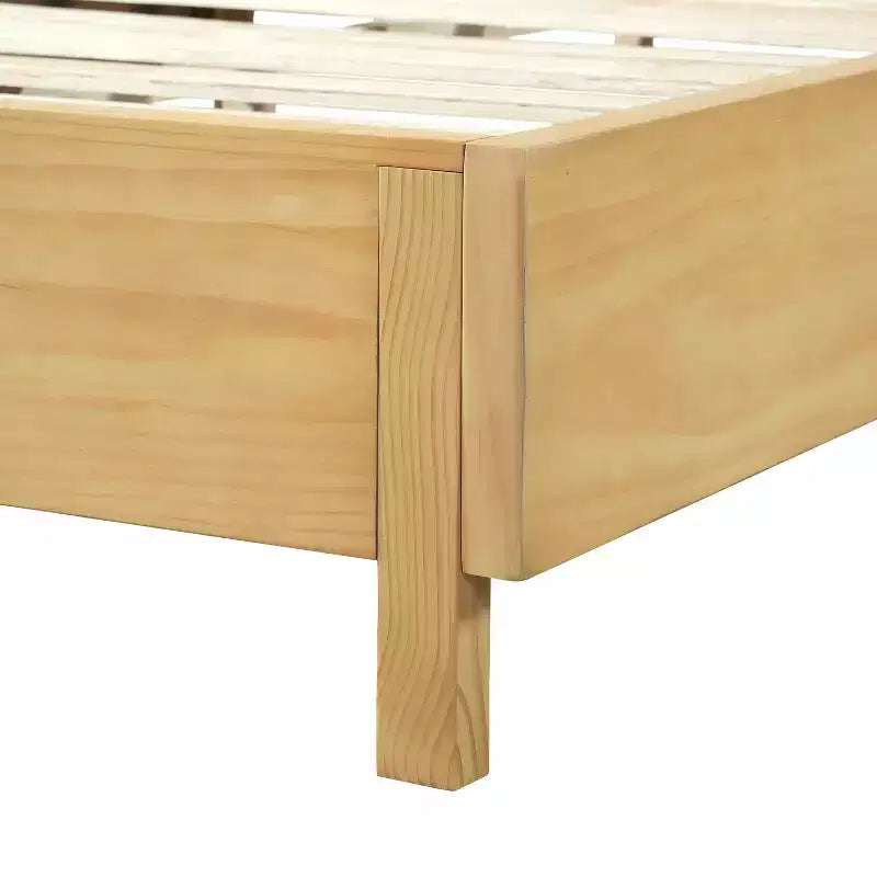 Queen/King Size Platform Bed Frame with Vertical Slat Headboard Modern Rustic Bed, No Box Spring Needed