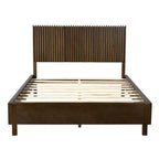 Queen/King Size Platform Bed Frame with Vertical Slat Headboard Modern Rustic Bed, No Box Spring Needed