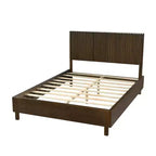 Queen/King Size Platform Bed Frame with Vertical Slat Headboard Modern Rustic Bed, No Box Spring Needed