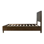 Queen/King Size Platform Bed Frame with Vertical Slat Headboard Modern Rustic Bed, No Box Spring Needed