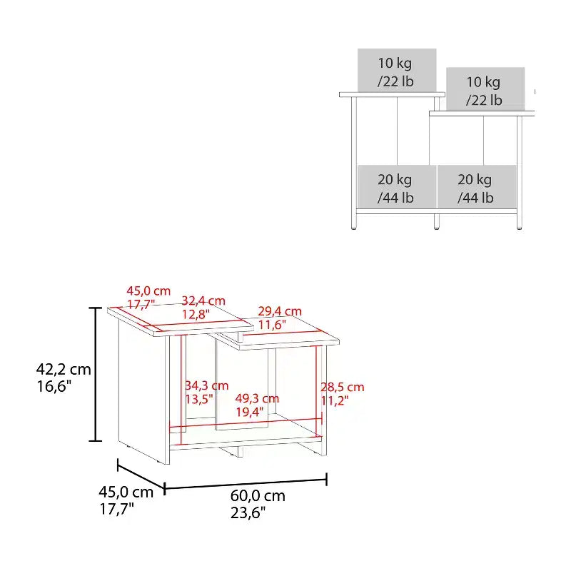 Coffee Table with Open Storage, Melamine Finish, Natural Oak