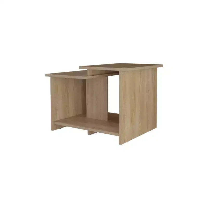 Coffee Table with Open Storage, Melamine Finish, Natural Oak