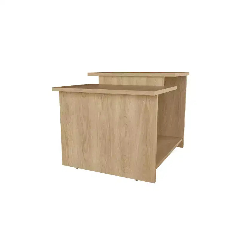Coffee Table with Open Storage, Melamine Finish, Natural Oak
