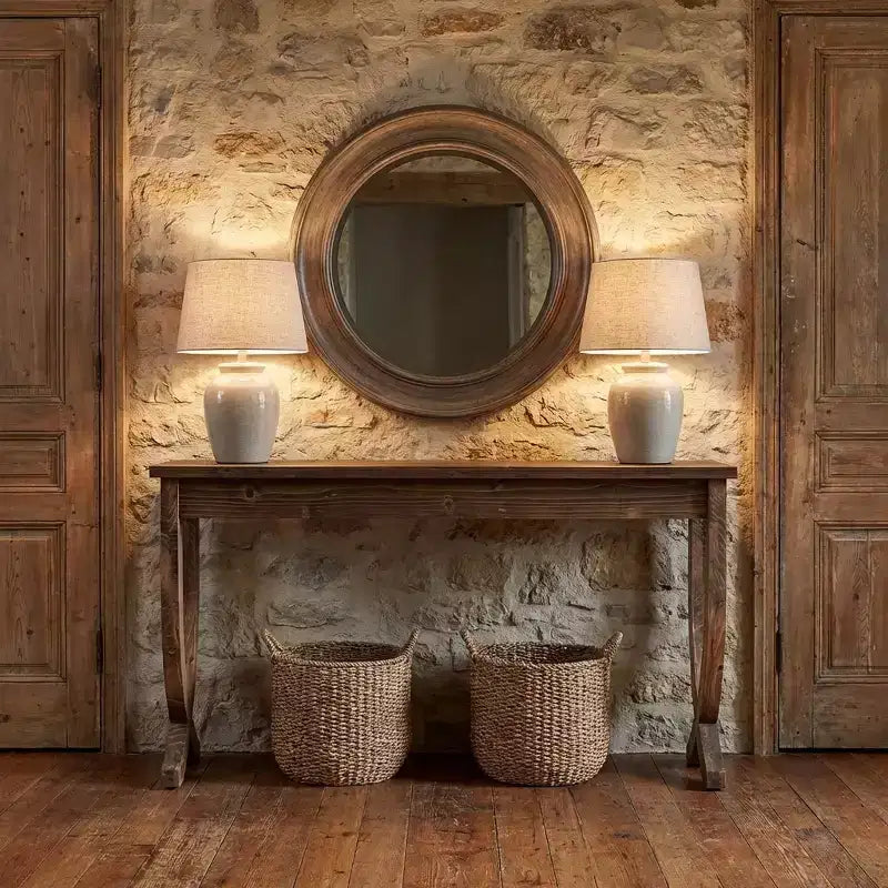 Rustic Farmhouse End Table Solid Wood 2-Tier Side Table for Living Room