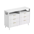 6 Drawer Cabinet with Fluted Panel RGB LED Light 47 Inch W