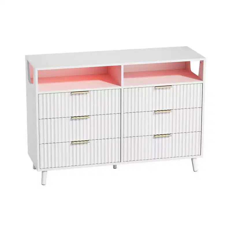 6 Drawer Cabinet with Fluted Panel RGB LED Light 47 Inch W