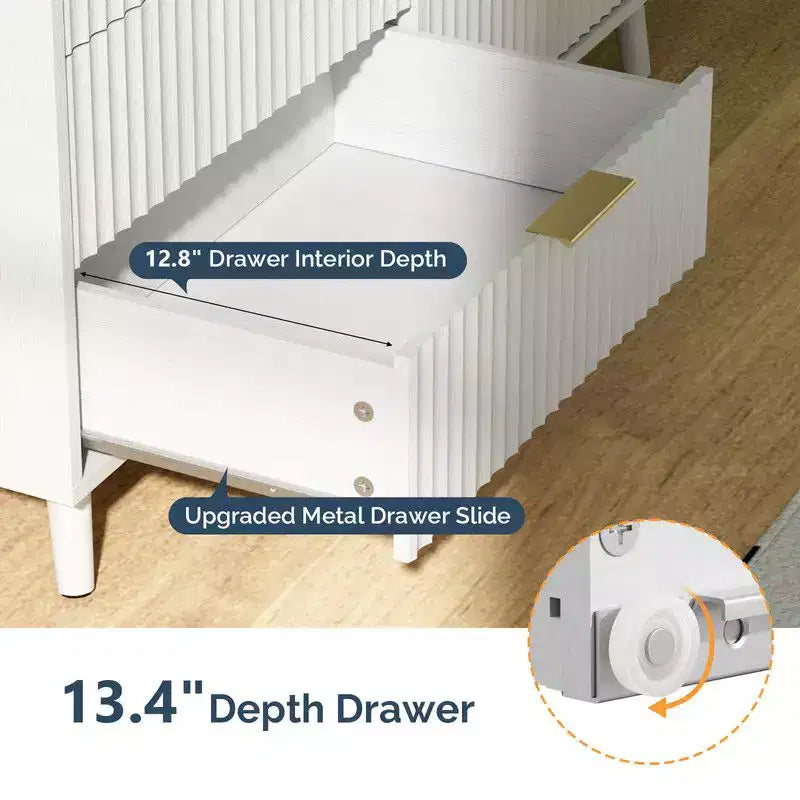 6 Drawer Cabinet with Fluted Panel RGB LED Light 47 Inch W