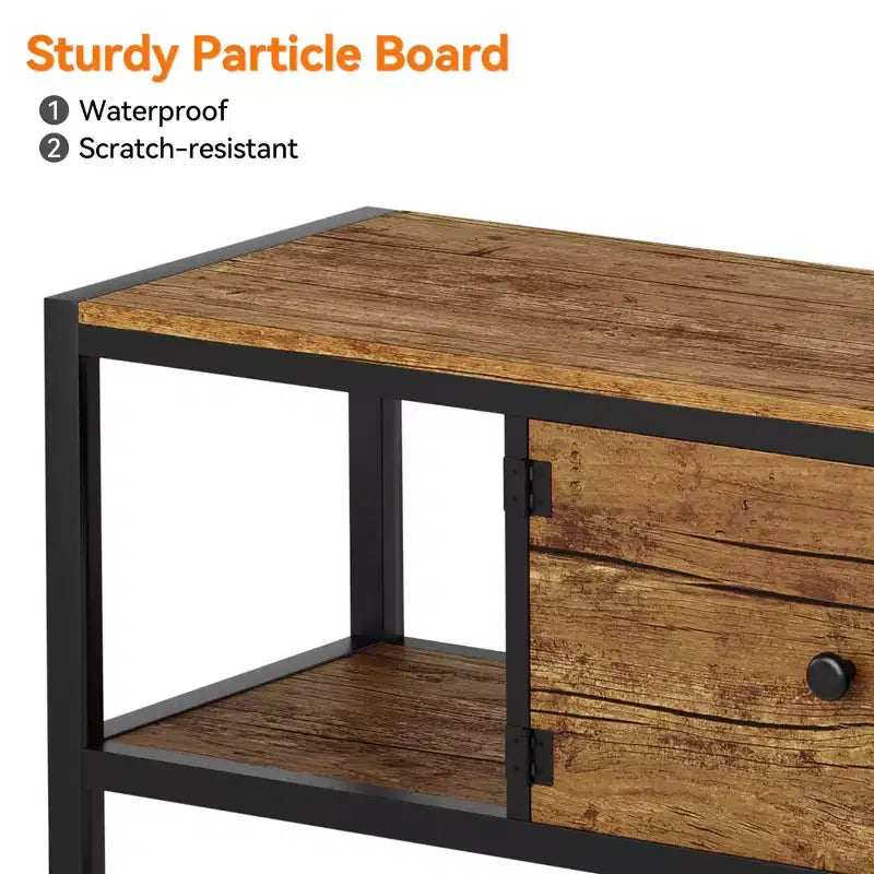 Wooden TV Stand for 65 Inch TV Entertainment Center, Storage Space Fits Up to 75 Inch TVs