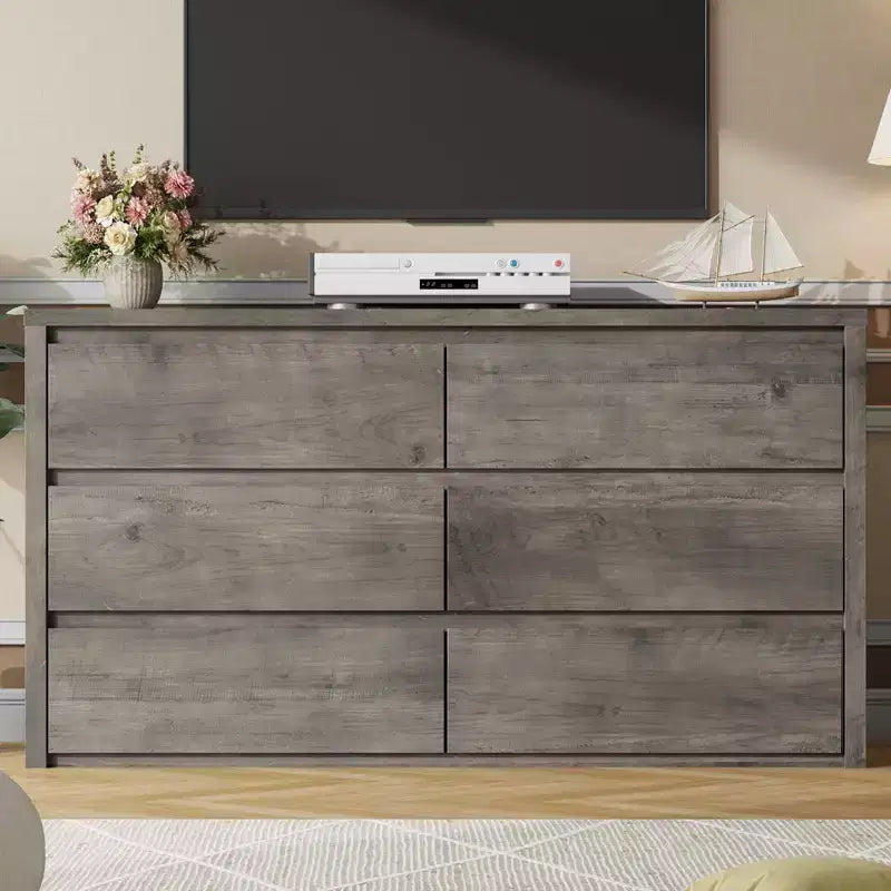 53W 7-Drawer Dresser, Modern Wide Wooden Chest of Drawers Storage Organizer for Bedroom & Hallway