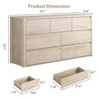53W 7-Drawer Dresser, Modern Wide Wooden Chest of Drawers Storage Organizer for Bedroom & Hallway