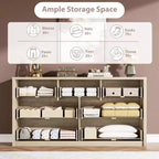 53W 7-Drawer Dresser, Modern Wide Wooden Chest of Drawers Storage Organizer for Bedroom & Hallway