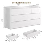 53W 7-Drawer Dresser, Modern Wide Wooden Chest of Drawers Storage Organizer for Bedroom & Hallway