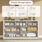 53W 7-Drawer Dresser, Modern Wide Wooden Chest of Drawers Storage Organizer for Bedroom & Hallway