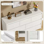53W 7-Drawer Dresser, Modern Wide Wooden Chest of Drawers Storage Organizer for Bedroom & Hallway