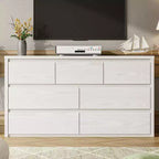 53W 7-Drawer Dresser, Modern Wide Wooden Chest of Drawers Storage Organizer for Bedroom & Hallway