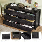 53W 7-Drawer Dresser, Modern Wide Wooden Chest of Drawers Storage Organizer for Bedroom & Hallway