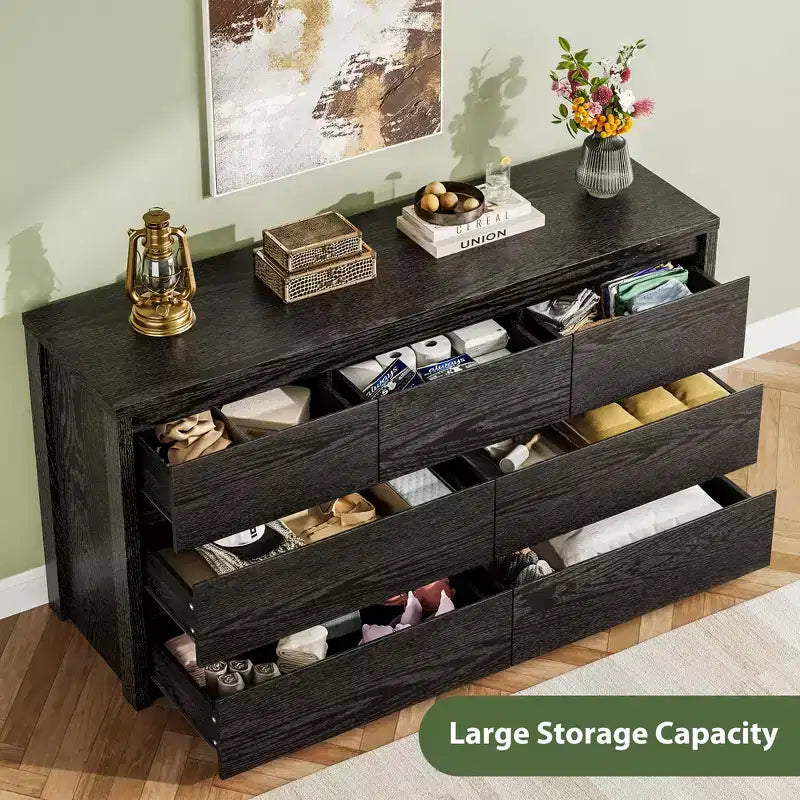53W 7-Drawer Dresser, Modern Wide Wooden Chest of Drawers Storage Organizer for Bedroom & Hallway