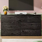 53W 7-Drawer Dresser, Modern Wide Wooden Chest of Drawers Storage Organizer for Bedroom & Hallway