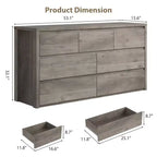 53W 7-Drawer Dresser, Modern Wide Wooden Chest of Drawers Storage Organizer for Bedroom & Hallway