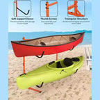 Heavy-Duty Freestanding Kayak Storage Rack for 2 Kayaks  Adjustable Steel Stand with Padded Arms  Fits Canoes, SUPs, Surfboards Max 175lbs