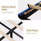 Velvet Upholstered Platform Bed with Adjustable Headboard, Wood Slat & Metal Support, No Box Spring Needed, Quiet & Easy Assembly
