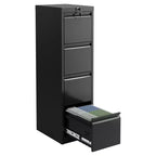 4-Drawer File Cabinet with Lock, Heavy Duty Metal Filing Cabinet for Letter/Legal/A4/F4 Documents, Freestanding Storage for Home Office